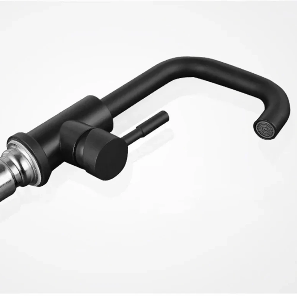 Black and white color 304 stainless steel polished bathroom basin mixer dual sink rotatable basin faucet kitchen mixer