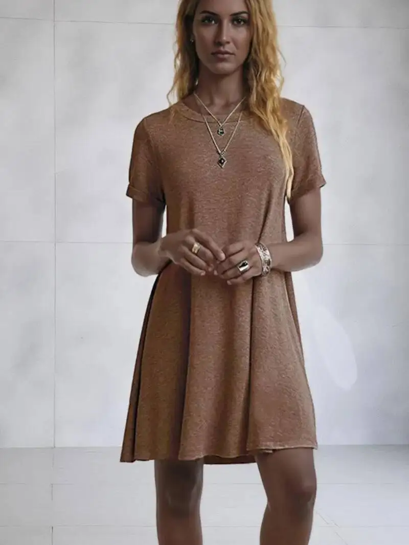 المرأة عادية كم قصير تي شيرت فستان خمر س الرقبة طباعة فستان قصير فضفاض أنيق بسيط فستان قصير ملابس الشارع الشهير فستان الشمس