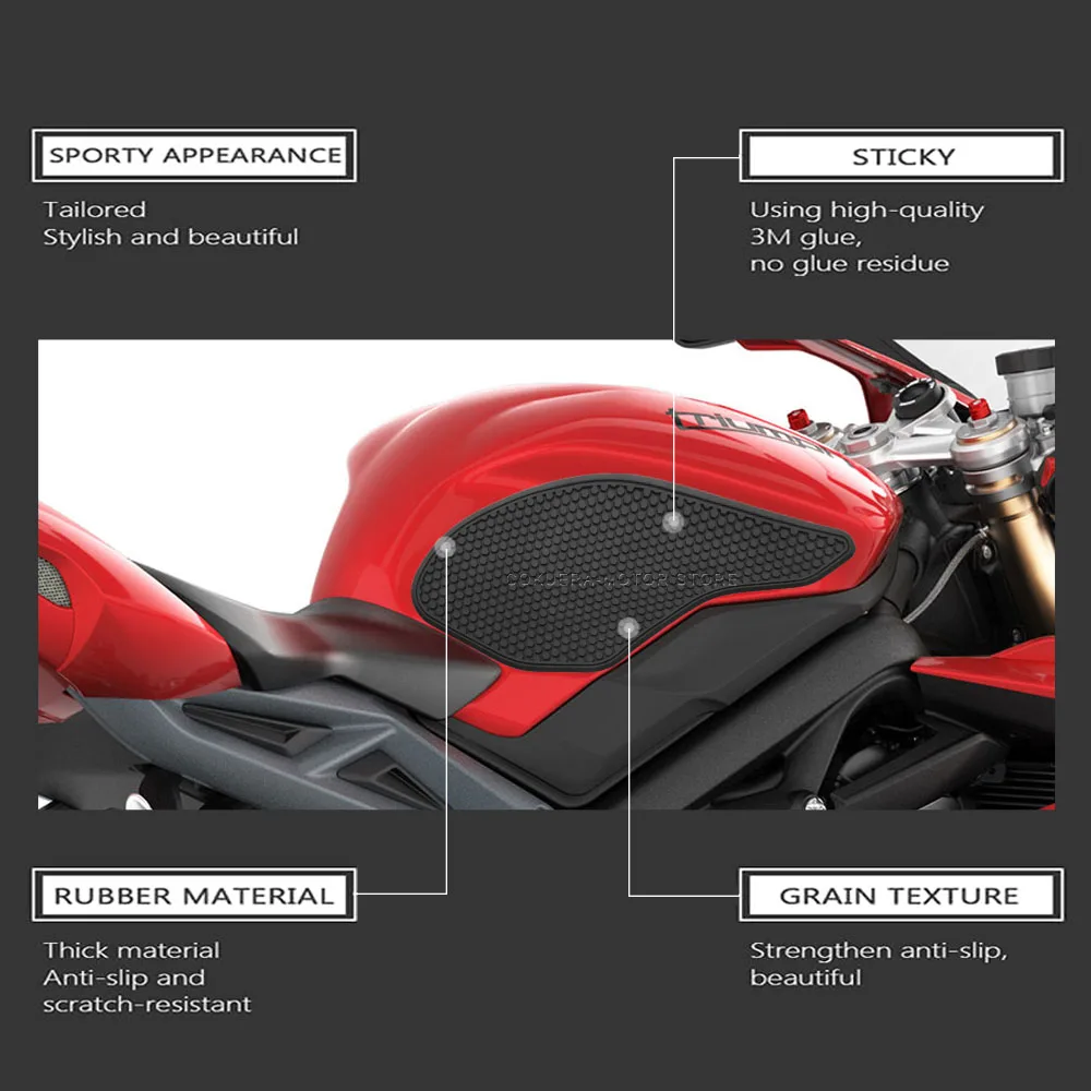 Non-Slip Side Fuel Tank Stickers Motorcycle accessories For DAYTONA 675 /R 2013 Street Triple 765 RS Tank Pad Rubber Sticker