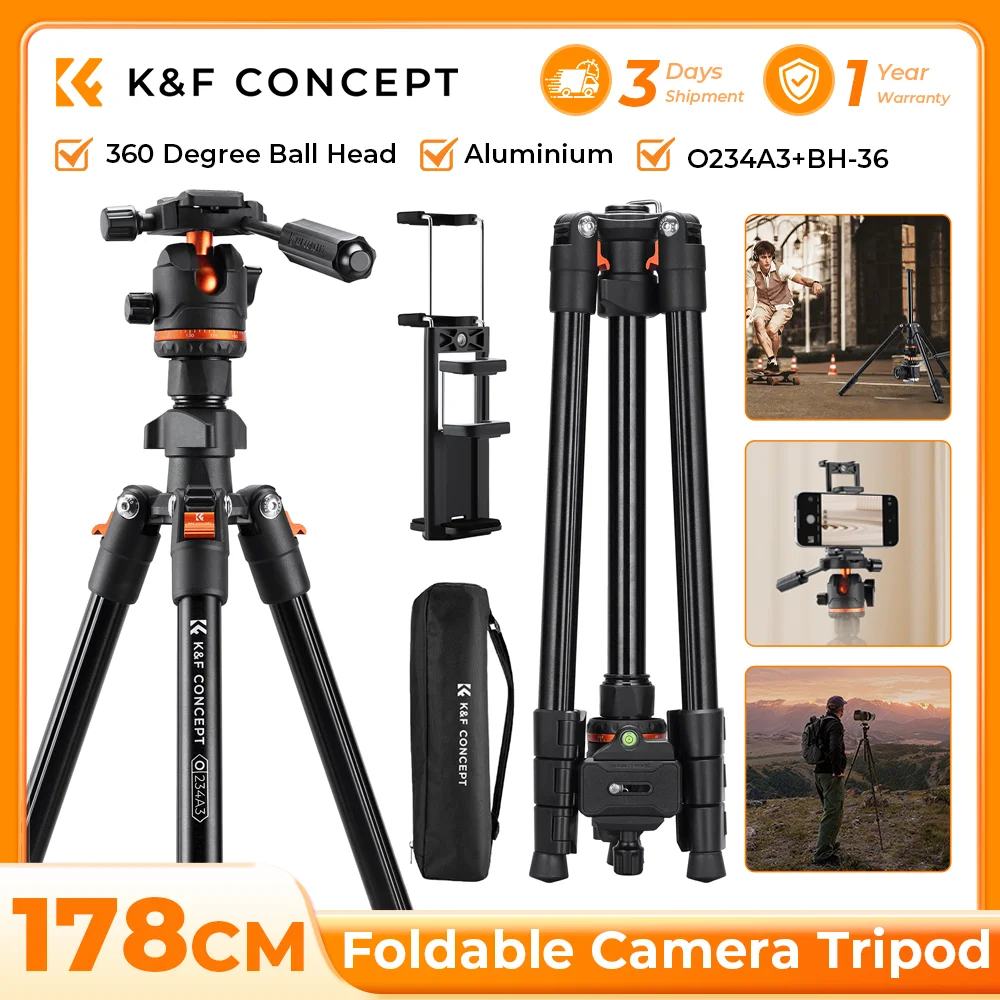 K&F CONCEPT PT03 360° Drehbares Magnetisches Handy-Stativ 4-in-1 Tragbares Magnetisches Aluminium-Stativ für iPhone 17/16/15 Pro Max Vlog