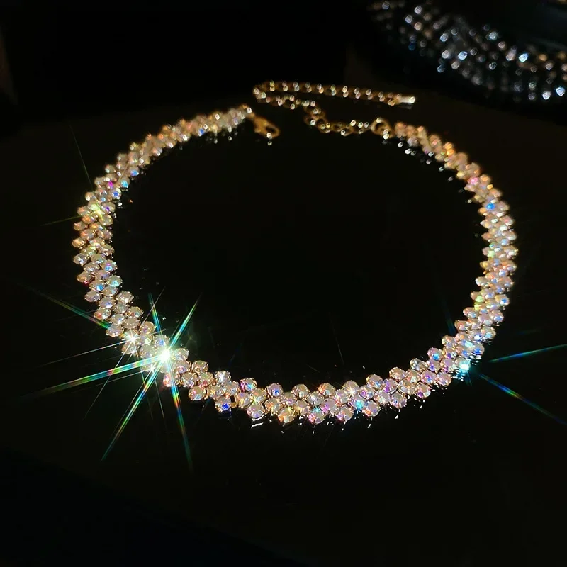 Gargantilla de lujo con diamantes de imitación para mujer, collares geométricos de cristal, joyería para bodas, regalos de fiesta