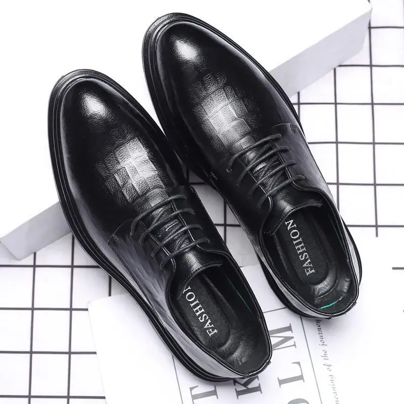 Brock leather shoes men's business dress casual shoes British trendy suit engraved Korean version formal wear