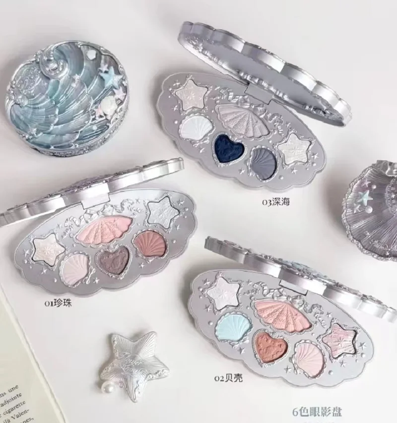 

6-цветная палитра теней для век Flower Know Shell Pearl Series, блестящие мерцающие жемчужные матовые стойкие тени для век