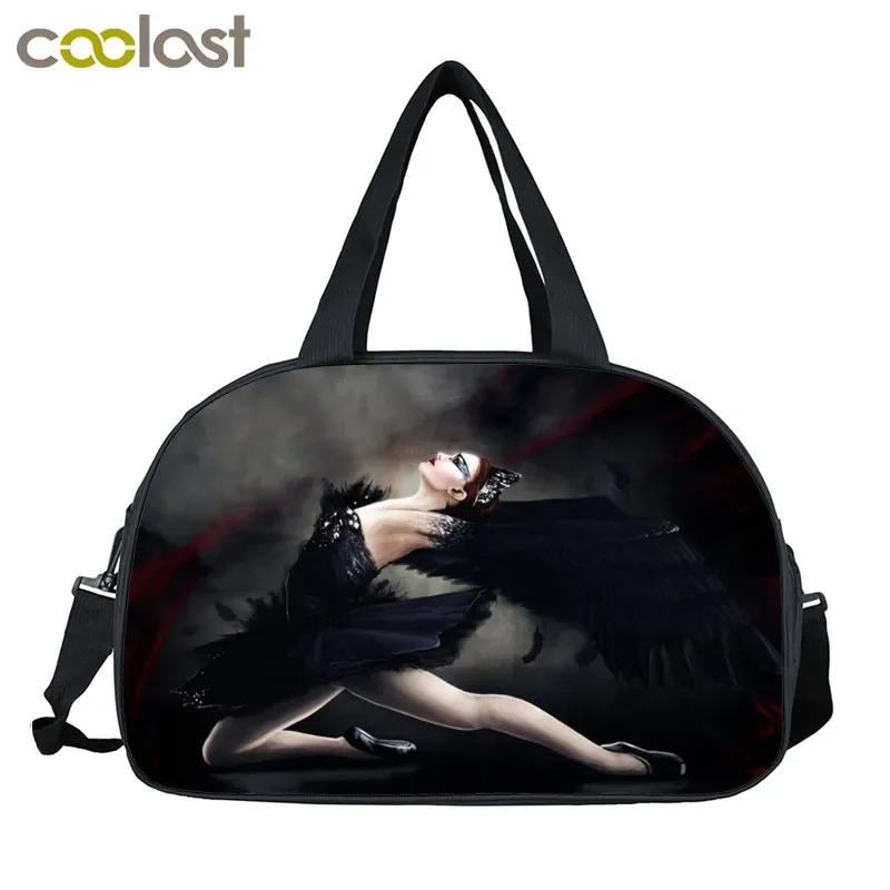 Elegant Ballet Black Swan Women Tote Female Handbag Duffle Bag  Women Travel Bags Multifunctional Shoes Laptop Storage Bags