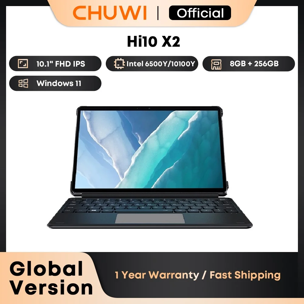 CHUWI Hi10 X1/X2 Tablet 2 w 1 z 10,1-calowym ekranem, procesorem Intel N150/i3-10100Y, 8 GB pamięci RAM LPDDR5, 256 GB dysku SSD i systemem Windows 11. — zdjęcie produktu 1