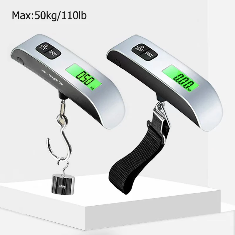 50kg/110lb Portable Electronic Hand Luggage Scale LCD Digital Display Balance Scale Suitcase Travel Weighs Baggage Weight Tool