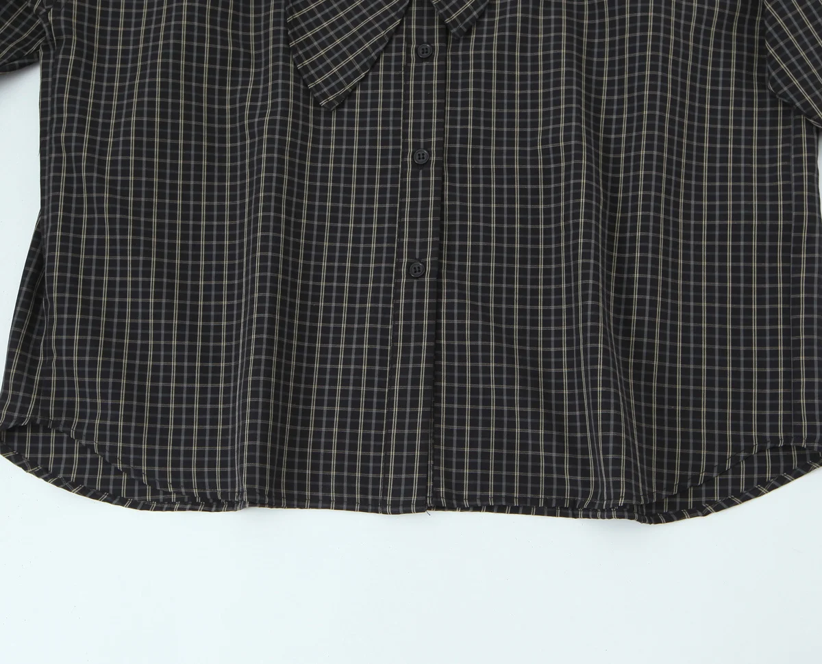 ملابس نسائية جديدة لخريف 2025 بمزاج غير رسمي قميص علوي مخطط وبسيط وطية صدر السترة وأكمام طويلة #6