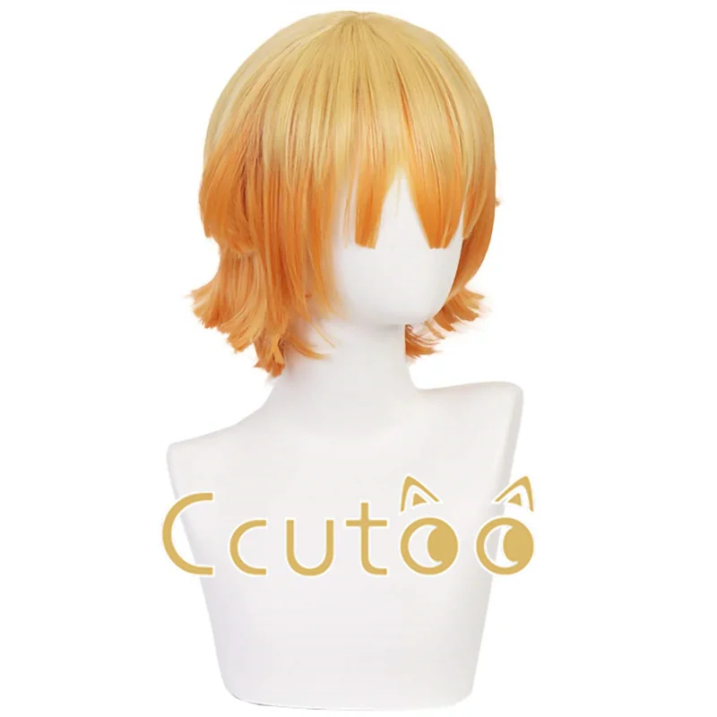 Agatsuma zenitsu peruca de cabelo sintético resistente ao calor agatsuma zenitsu amarelo laranja desgradado curto perucas cosplay