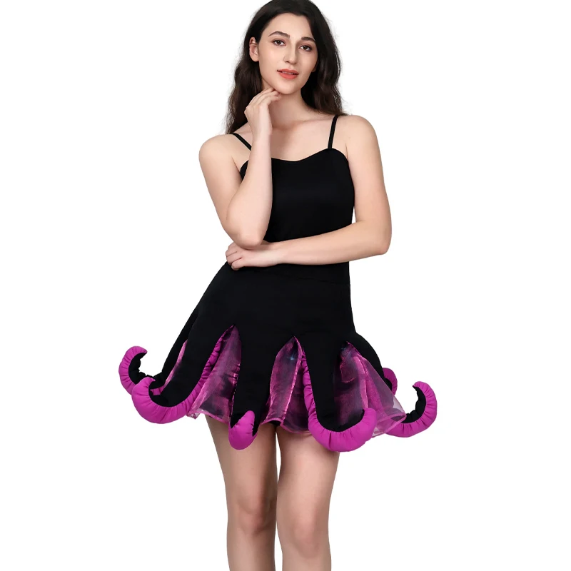 2026 New Arrival Purple Tentacles Halloween Fancy Dress Up Sea Animal Cosplay Women Little Mermaid Ursula Costume