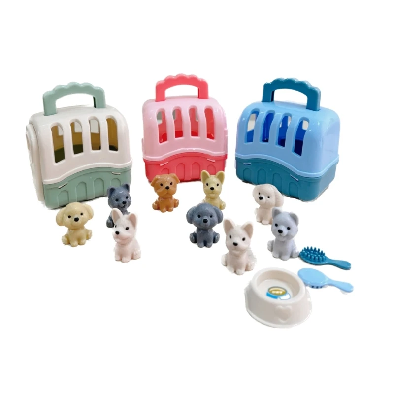 Interaction Dog Raise Set Toy for Toddlers Pet Raise Learning Simulation Dog Raise Pretend Play Toy Dollhouse Kids Gift