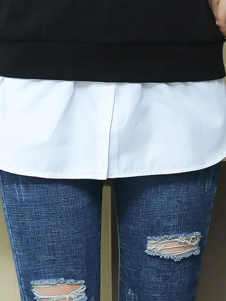 Women Girls Shirt Blouse Extender Adjustable Layering Faux Top Lower Sweep Mini Skirt False Hemline Splitting Underskirt