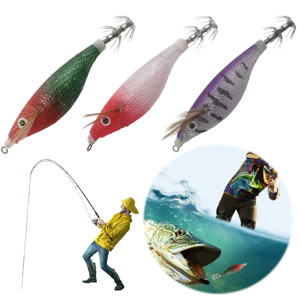 

Светящаяся рыболовная приманка: горизонтальный искусственный крючок для кальмара, имитация деревянной креветки, твердая приманка для морской рыбалки на каракатицы