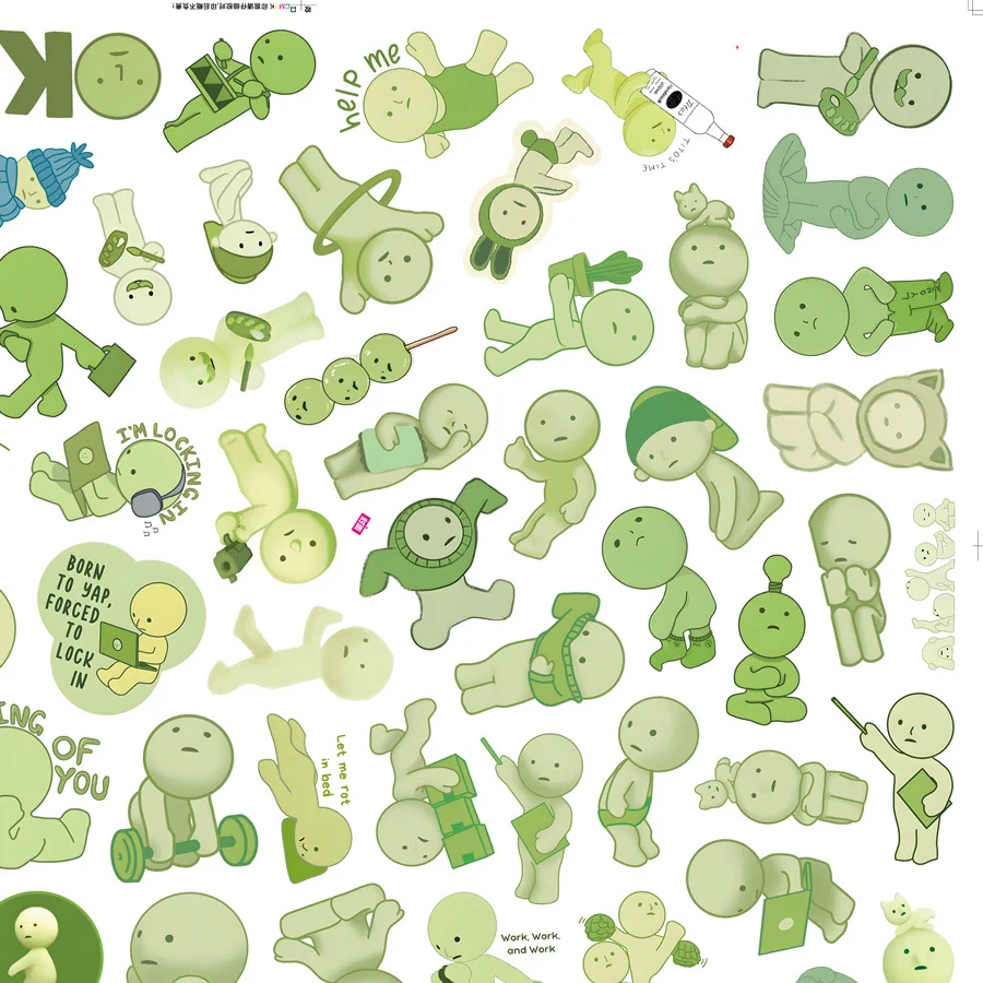 58 قطعة ملصقات Smiski سوني الملاك Smiski العمل ملصق مائي DIY بها بنفسك الهاتف الغيتار المحمول دفتر حقيبة كوب ملصق مقاوم للماء #3