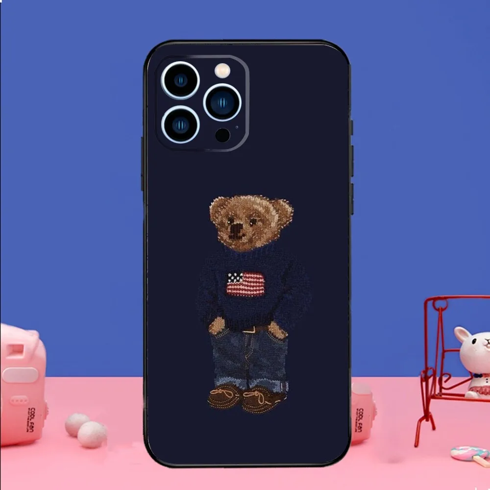 Baron F-Filou Bear Fashion Phone Case For iPhone 14,13,12 Mini 11 Pro XR,X,XS,MAX 6S,7,8 Plus Silicone Cover Soft black