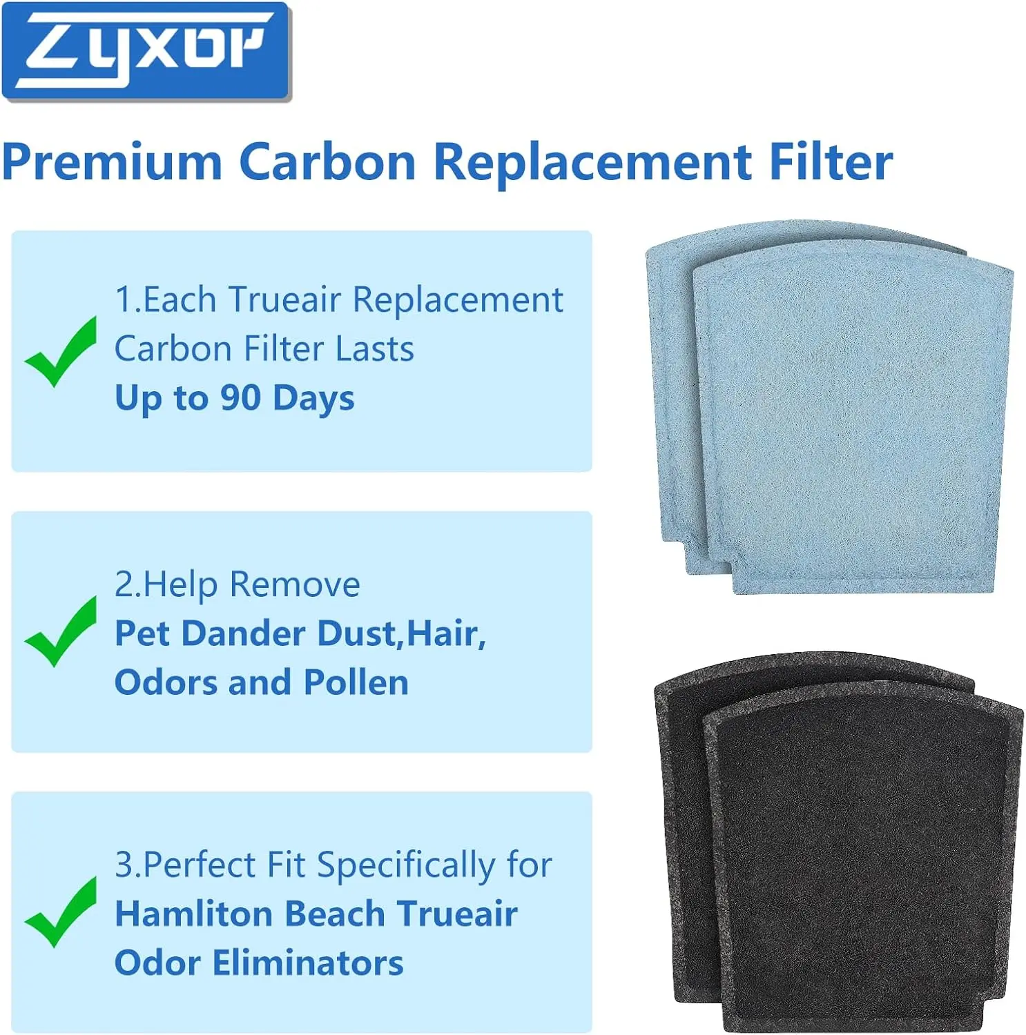 

04234G 04530GM TrueAir Replacement Carbon Filter Compatible with Hamilton Beach Odor Eliminator 04230G 04384 04350G 04352GM,4 ps