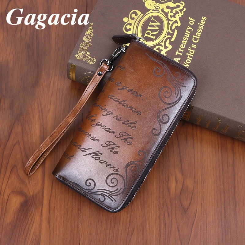 

GAGACIA Vintage Long Wallet New Luxury Handmade Wallets For Women Genuine Leather Purse Clutch Female Billetera Mujer Carteira