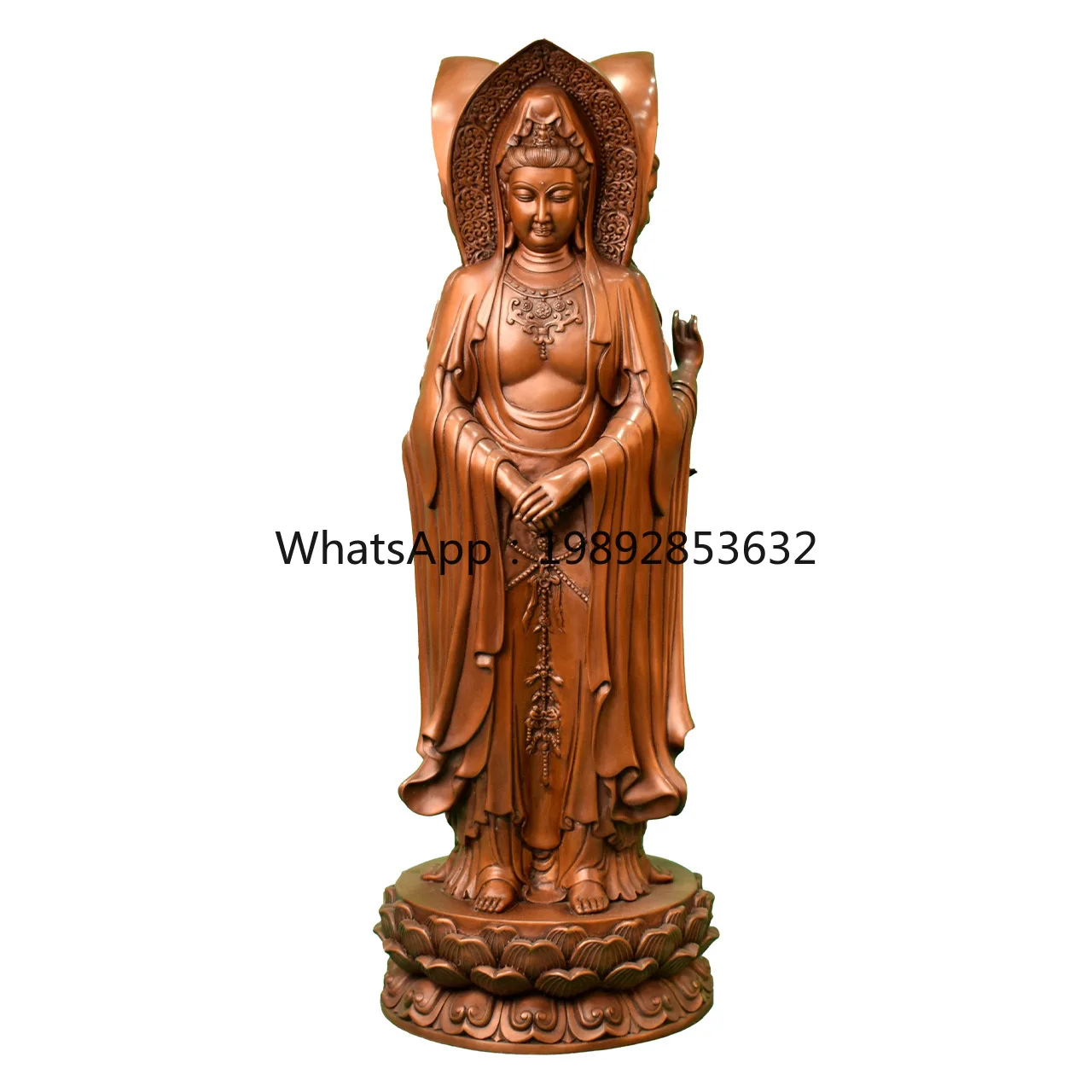 LYY Bronze Three-Faced Guanyin Figurine Copper Craft Portrait Home Office Decoration Store Opening Gift Display
