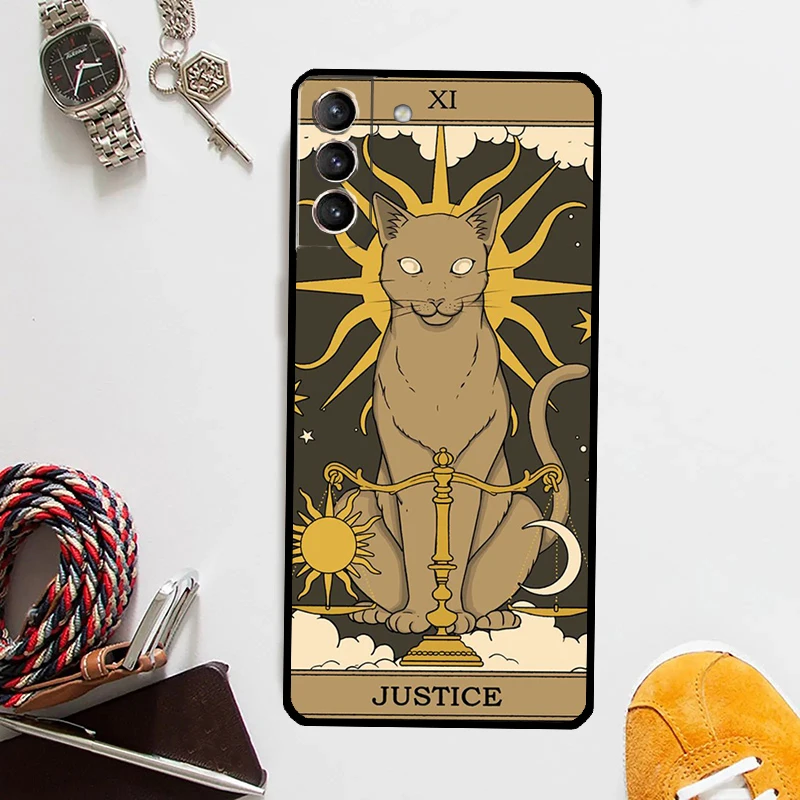 Cats Tarot Witchcraft Case For Samsung Galaxy S24 Ultra S23 S22 S21 S20 Plus Note 10 Note 20 S9 S10 S21 FE Cover