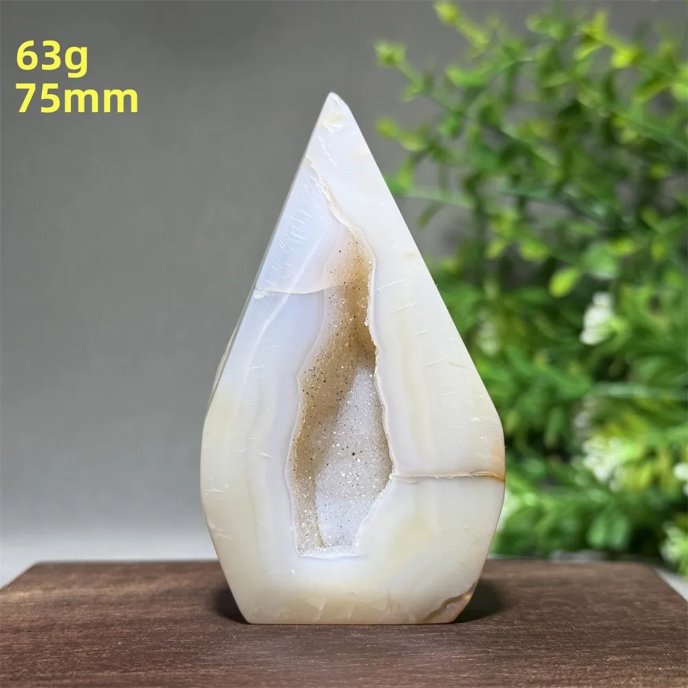 Natural Yellow Agate Crystal Cave Free-Form Torch Ornament Healing Meditation Gemstone Halo Witchcraft Ceremony Energy Home Deco