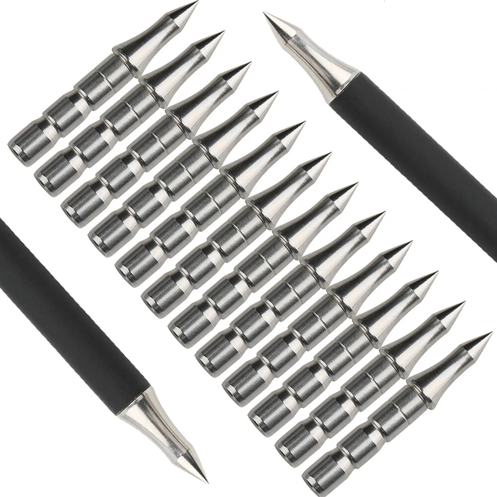 

12/24pcs Arrowhead 100grain Arrow Points Stainless Steel Archery Arrow Tips Bow Target Hunting Shooting ID 6.2mm Arrow Shafts