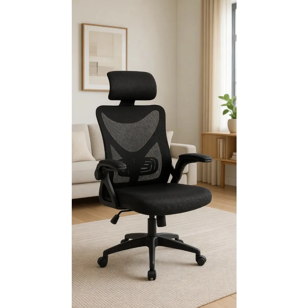 Ergonomic Chair with Headrest & Lumbar Support: Breathable Mesh, Adjustable, Supports up to 300lb