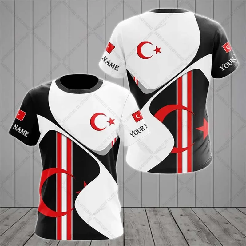 

Customize Turkey Emblem Graphic Tees Summer Casual Pullover Men's Fashion Sportswear Loose Oversized T-shirts Short Sleeves Tops