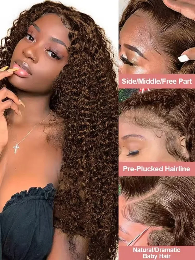 Chocolate Brown Lace Front Wigs 13x6 Hd Human Hair Lace Frontal Wig 13x4 Deep Wave Colored Wig For Women 250 Density Pre Plucked