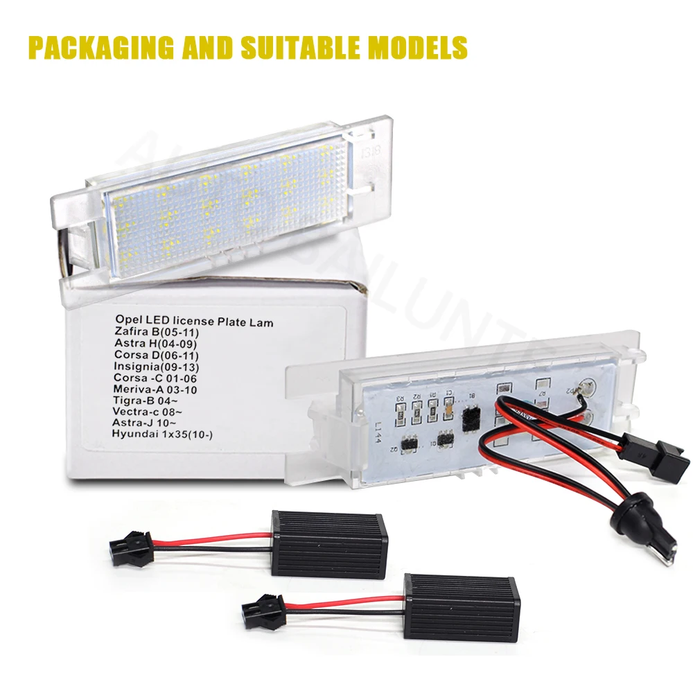 Luz LED para matrícula de coche, lámpara de 2 piezas para Opel Astra J Corsa Insignia Meriva Vectra, accesorios de iluminación impermeables