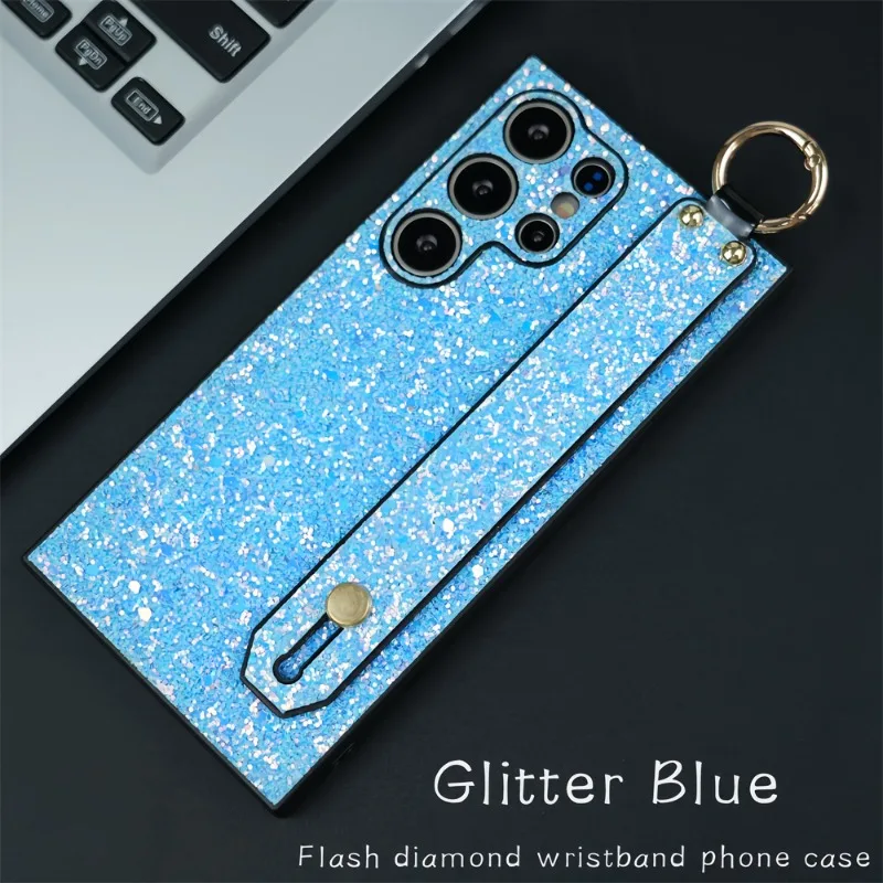 Wristband Ring Glitter Sparkling Phone Case For Samsung Galaxy S24 S23 S22 S21 Ultra Plus Bumper Seismic Protective Shell