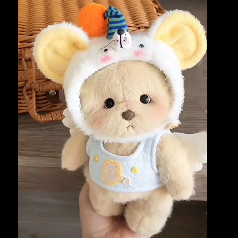 High Quality Kawaii Handmade Bear Plush Toy Dress 30cm Brown White Bear Joint Removable Bear Plush Toy For Girls Holiday Gifts