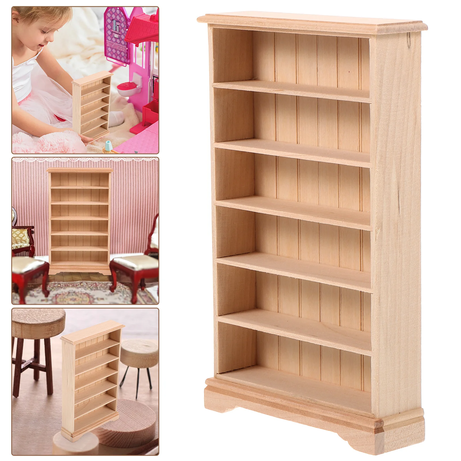 

House Furniture Toys Dollhouse Miniatures Locker Bookcase Cabinet Prop Wooden Child