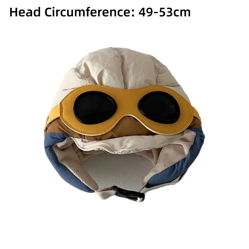 Fashion Windproof Pilot Hat with Glasses Thickned Ear Protection Cap Cold Proof Warm Hat Winter