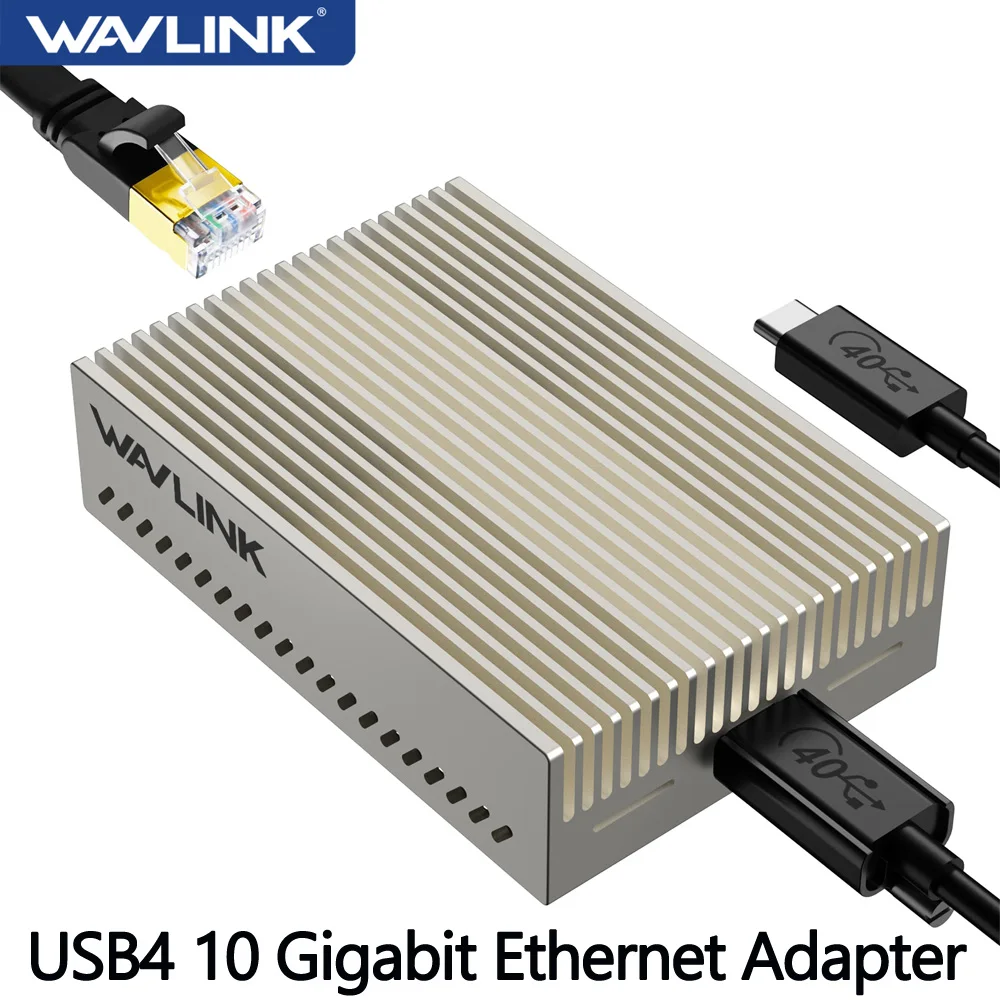 

WAVLINK USB4 10G Ethernet Adapter 40Gbps USB C Gigabit Network Adapter For Thunderbolt 3/4/5&USB4 Mac Windows Linux ChromeOS