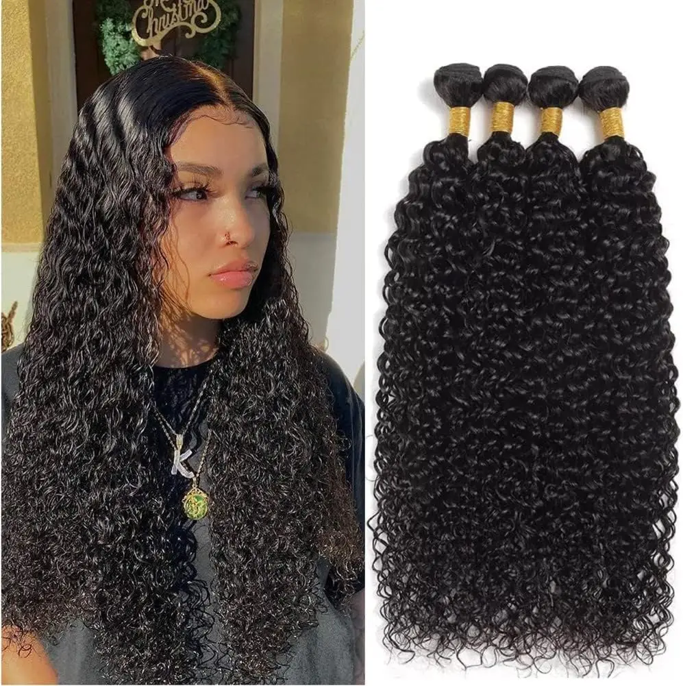 Ulrica-mechones de cabello 100% humano para mujer, extensiones de pelo rizado con ondas de agua peruanas de Color Natural, trama de doble máquina