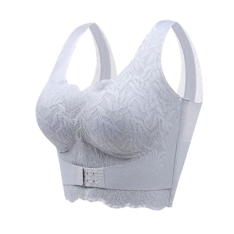 Women\'s Full Coverage Wire Free Non-Foam Bra M-6XL Womens Seamless Rimless Bra Beauty Chest Pads Tank Top Solid Color Lace Bras