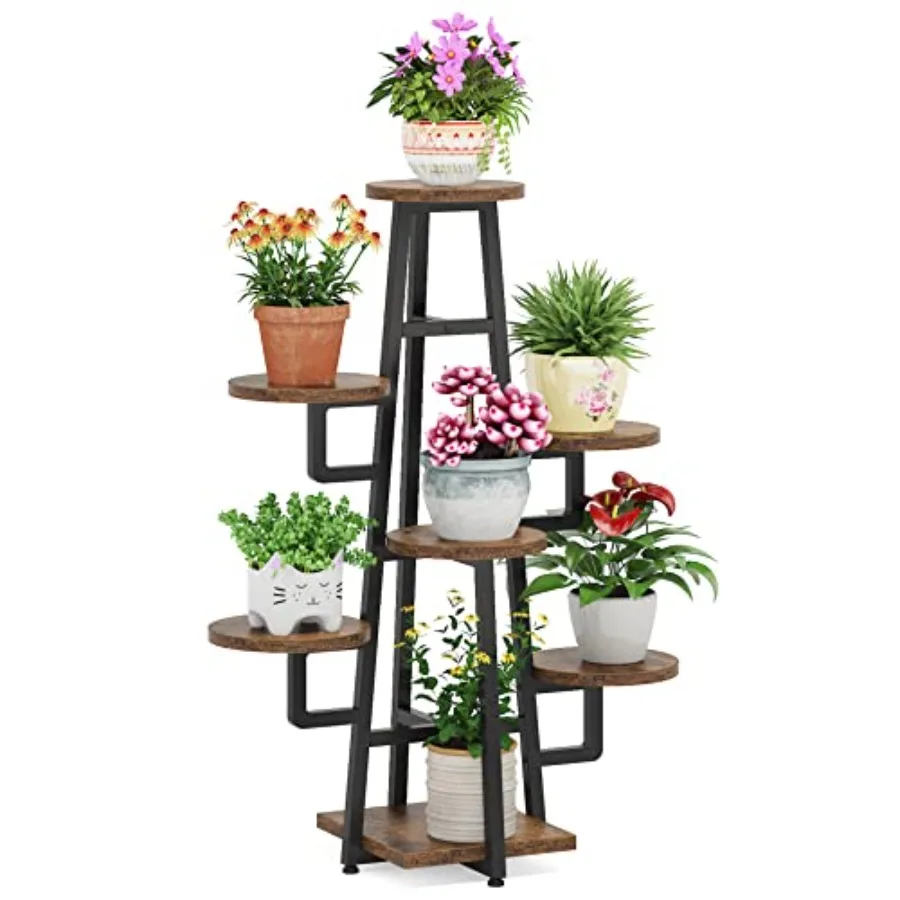 

7 Tier Plant Stand Indoor Tall Plant Shelf Corner Plant Pots Holder Rack Flower Stand for Living Room Balcony Garden Rustic Bro