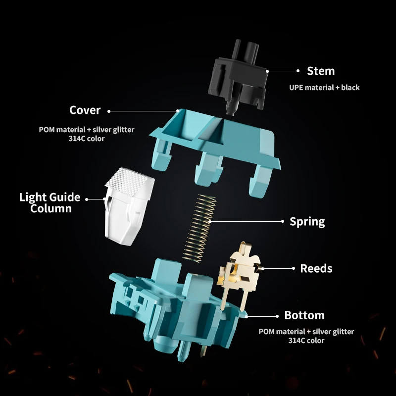 Imagem -04 - Interruptor Azul Meia-noite 5pin Smd Rgb mx para Teclado Mecânico Pom Upe 100m Long Spring Linear 60g