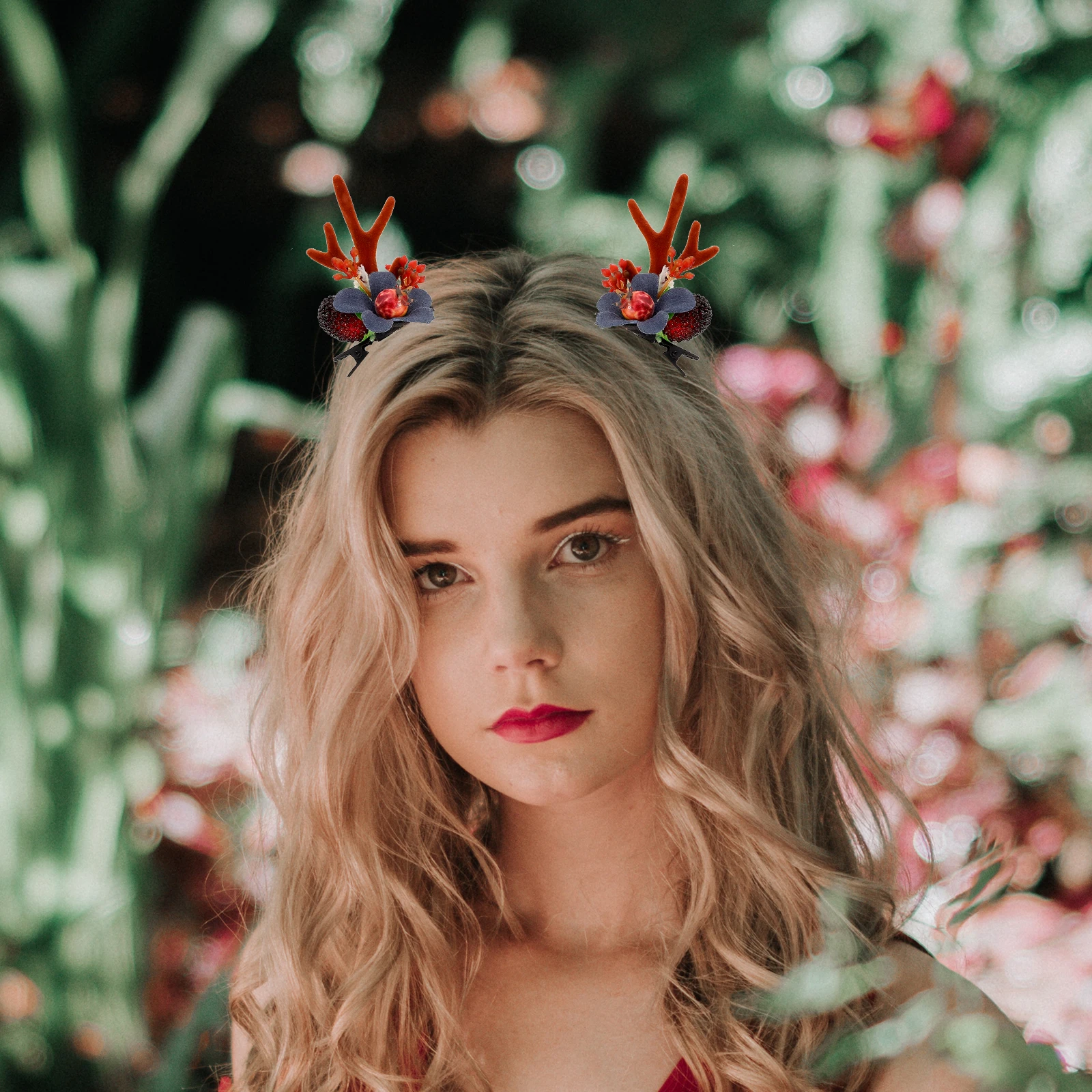 

Christmas Antlers Berry Hair Clips Barrettes Photography Props Party Hair Accessories Xmas Hairpin For Wedding Carnival