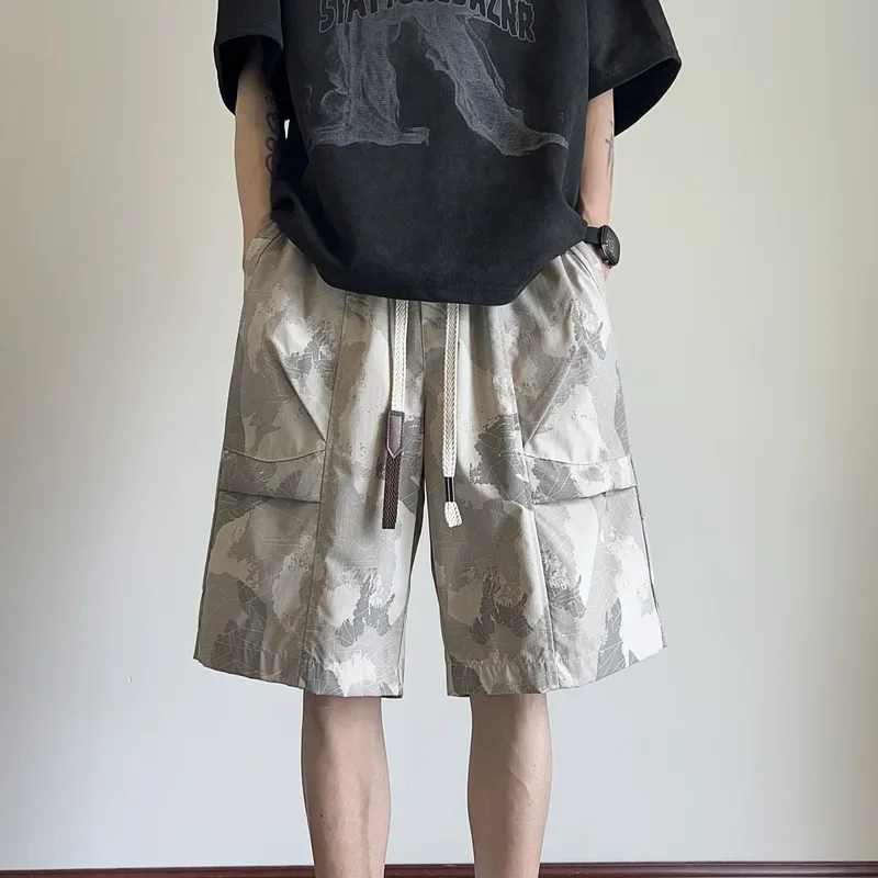 Japanse Overall Camouflage Shorts Heren 2024 Zomer Nieuwe Casual Losse Herenbroek