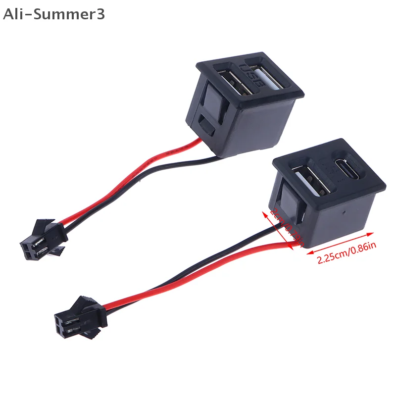 1Pc Double Layer USB Female Base Type-c Socket Female USB Lamp Charging Socket Power Socket with Cable Connector