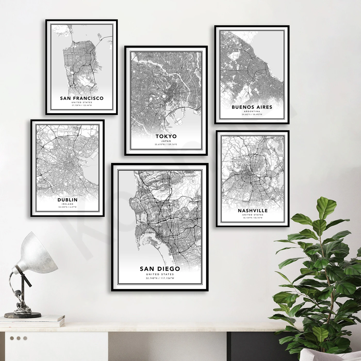 Milwaukee San Diego San Francisco Tokyo Buenos Aires Dublin Nashville San Antonio Toronto Louisville Omaha Tampa.City Map Poster