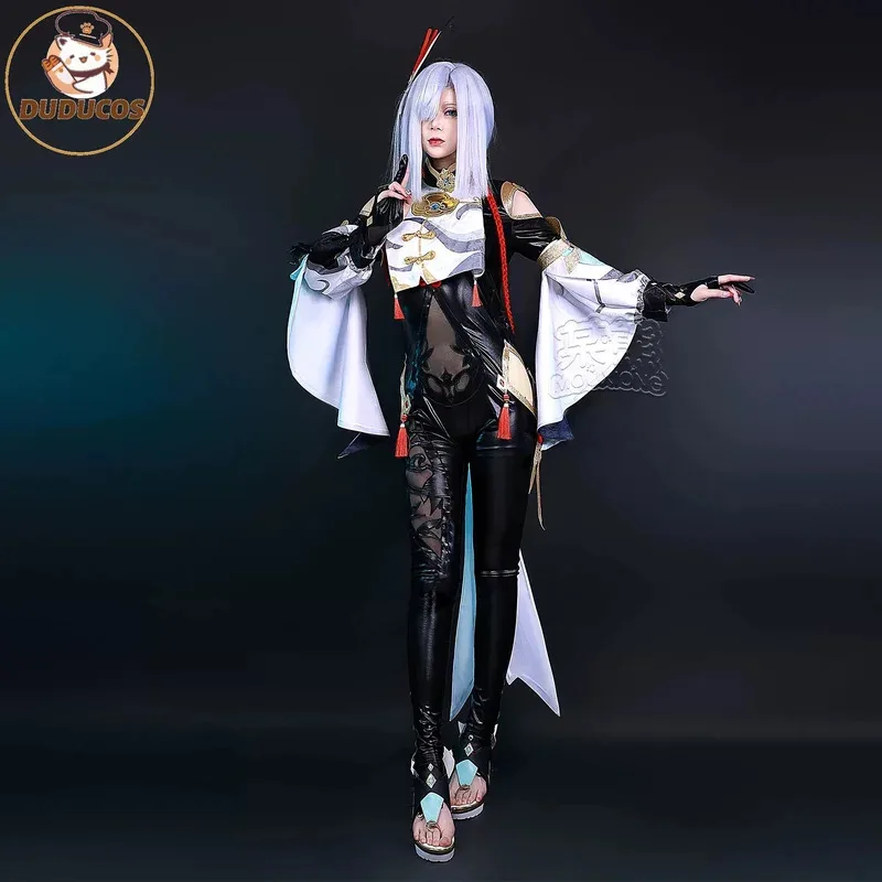 

IN STOCK Shenhe Cosplay Game Genshin Impact Cosplay CostumeDUDU-R Shen He Sexy Cosplay Bodysuit Shoes Wig Halloween byDokiD