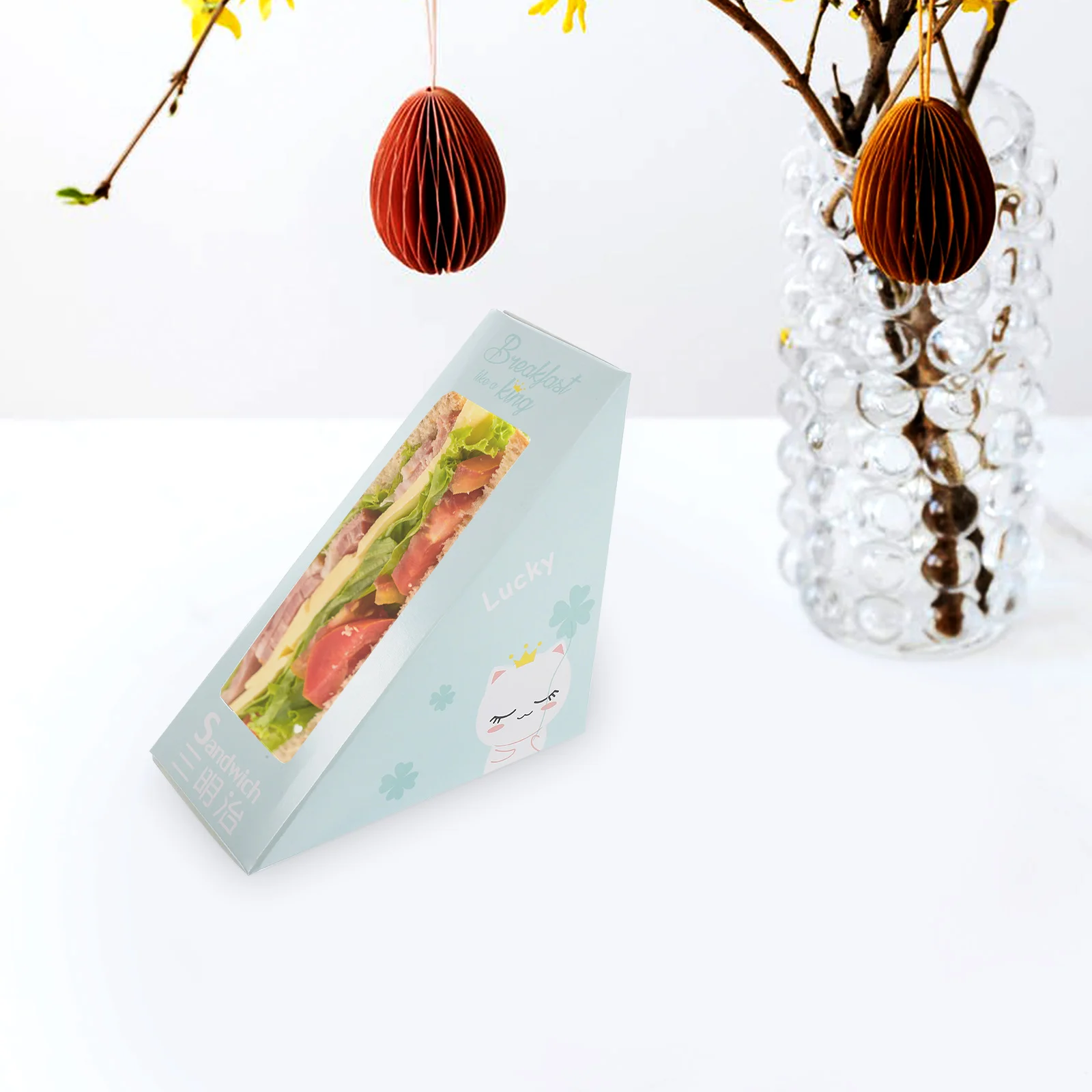 

100Pcs Triangle Sandwich Boxes Clear Window Disposable Packaging for Bakery Dessert Cake Pizza Party Use Sandwich Wrapping Box