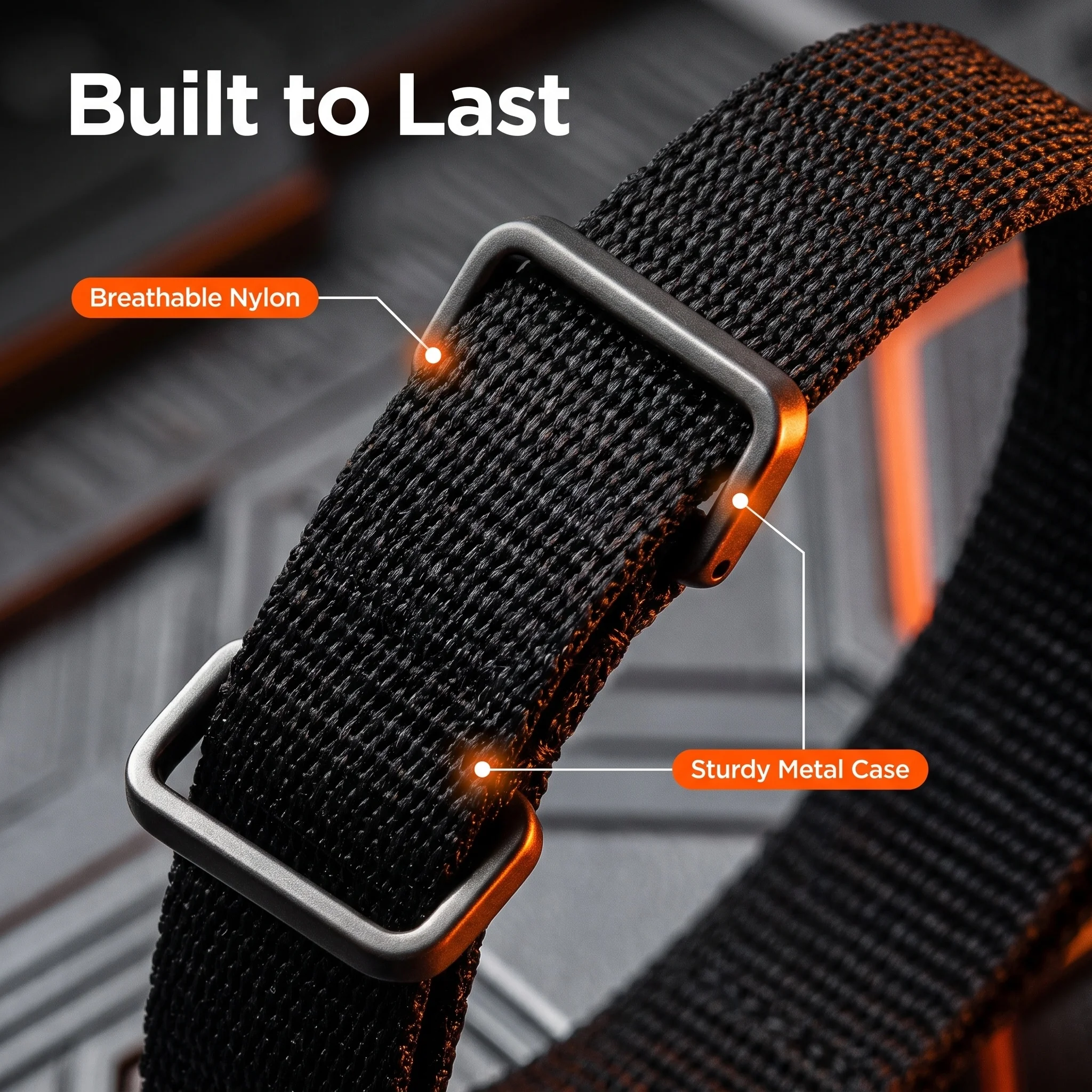 Pasek na ramię Google Fitbit Air Bicep, szybkozłączka, regulowana nylonowa pętla z metalową osłoną ochronną, akcesorium do monitora aktywności fizycznej — zdjęcie produktu 3