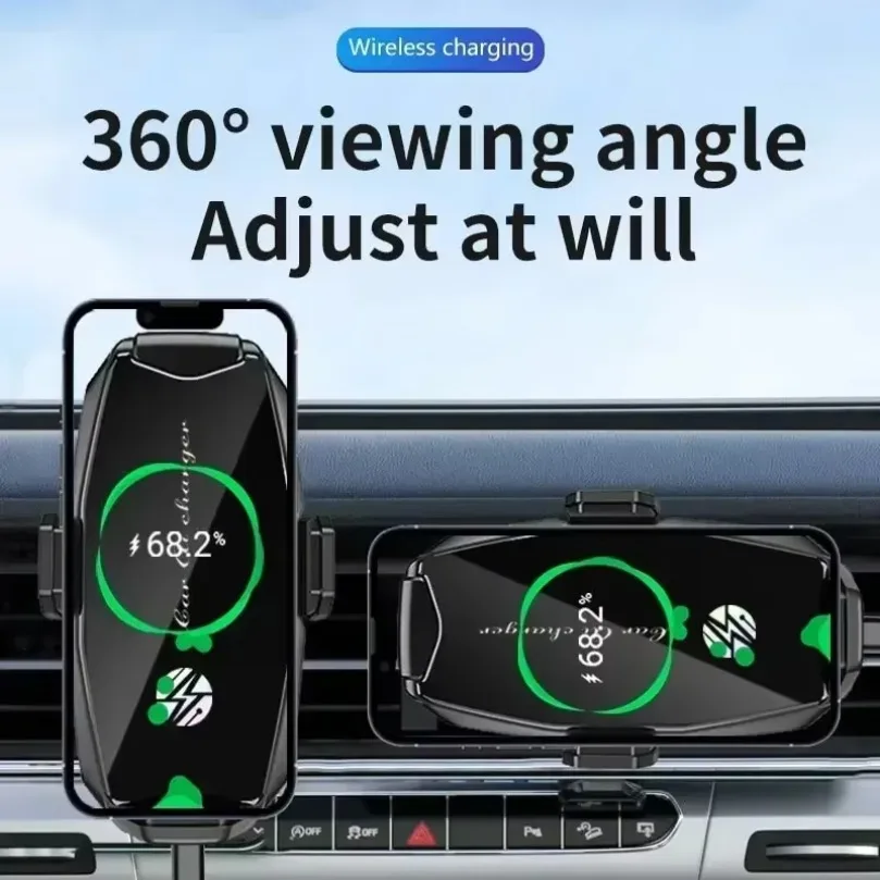 Fast Wireless Charging Car Mount Auto Infrared Induction Phone Holder Wireless Charger Stand For iPhone 17 16 Samsung Xiaomi