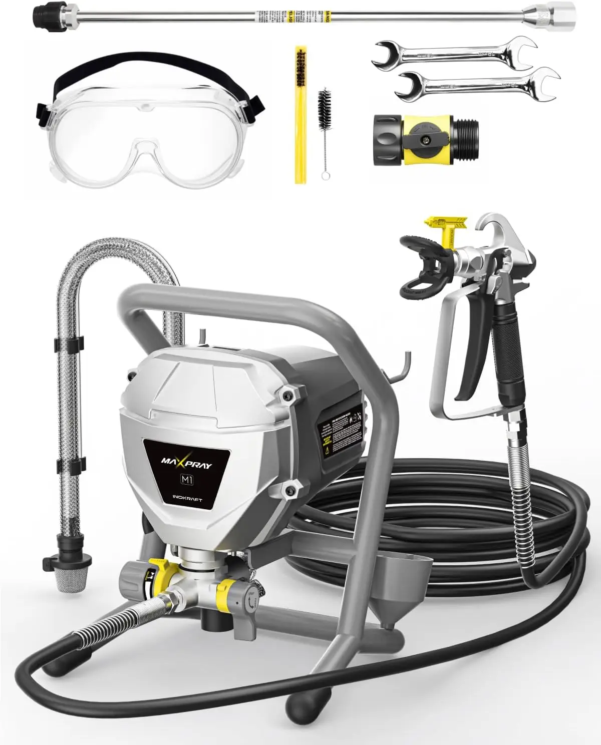 

Airless Paint Sprayer for DIY Projects, Efficient No-Thinning Design with Minimal Overspray, Includes Accessories