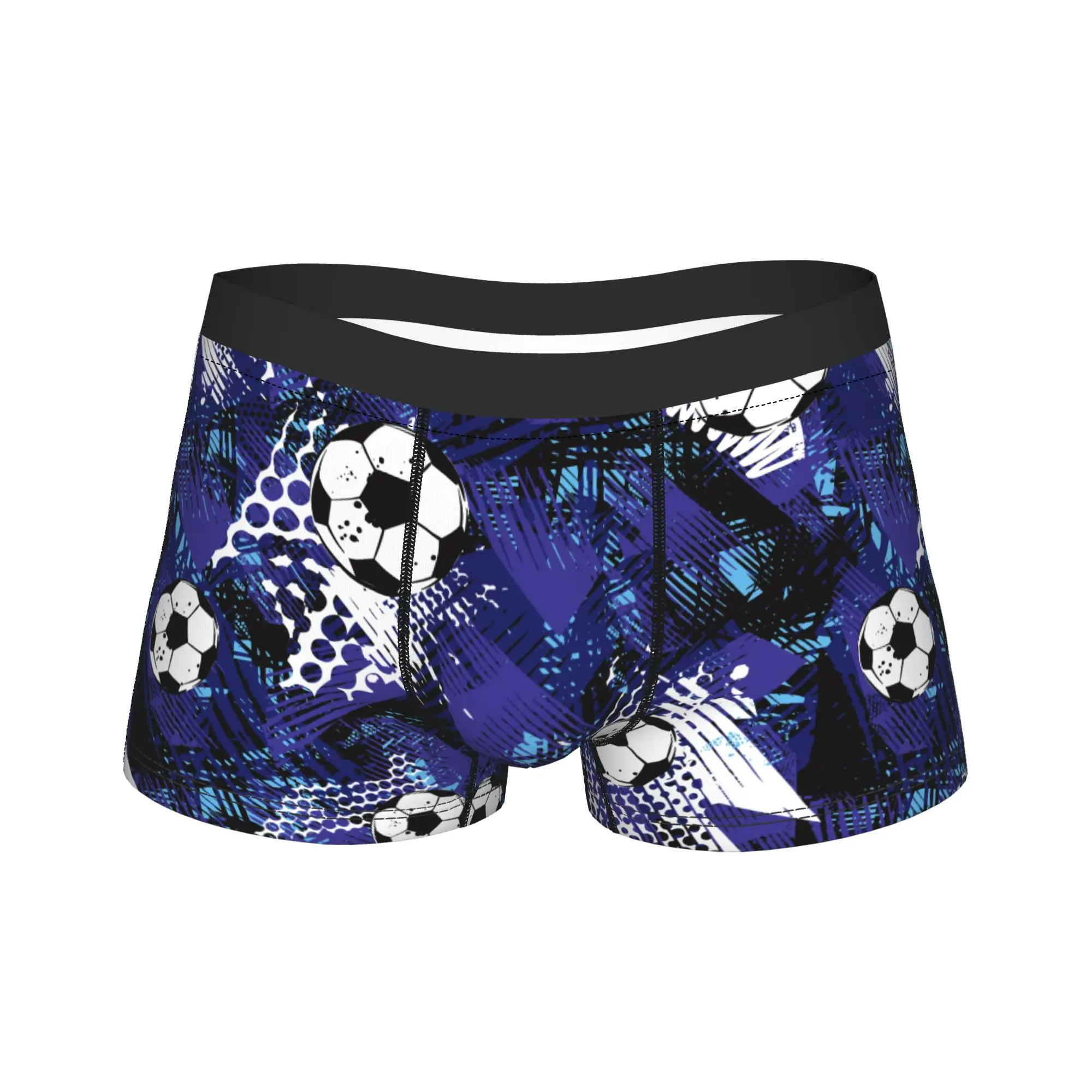 Man Cartoon Soccer Ball Football Long Underwear  Funny Boxer Briefs Shorts Panties Male Soft Underpants Plus Size