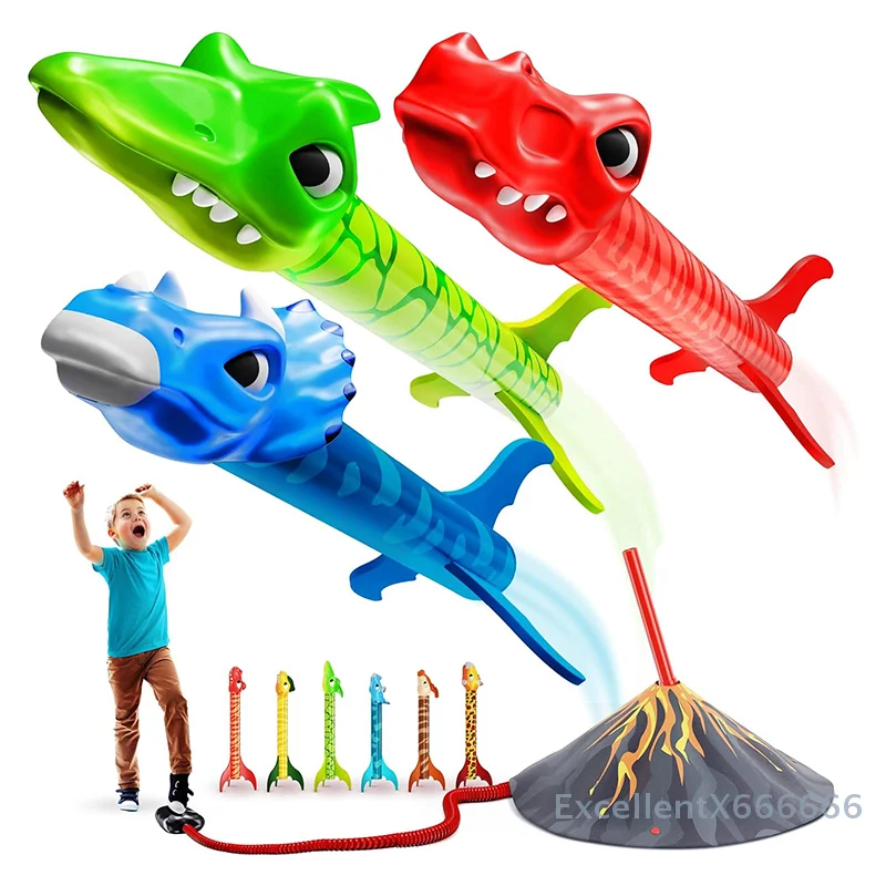 

Dinosaur Toy Rocket Launcher For Kids Outdoor Toys Birthday Gift Volcano Soaring Rocket Toy Family Party Prop Sport Game