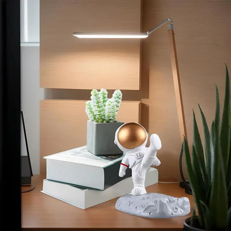 رائد الفضاء حامل الهاتف المحمول حامل رجل الفضاء النحت مكتب الديكور الهاتف الذكي قوس الحلي المنزلية (الذهب/الفضة عشوائي) #6