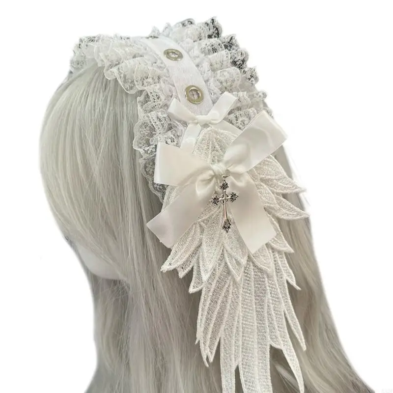 A52E Einzigartiges Flügel-Stirnband, bequemer Gothic-Punk-Kopfschmuck, stilvolles Haarband-Zubehör für alternative Modeliebhaber – Detail 2